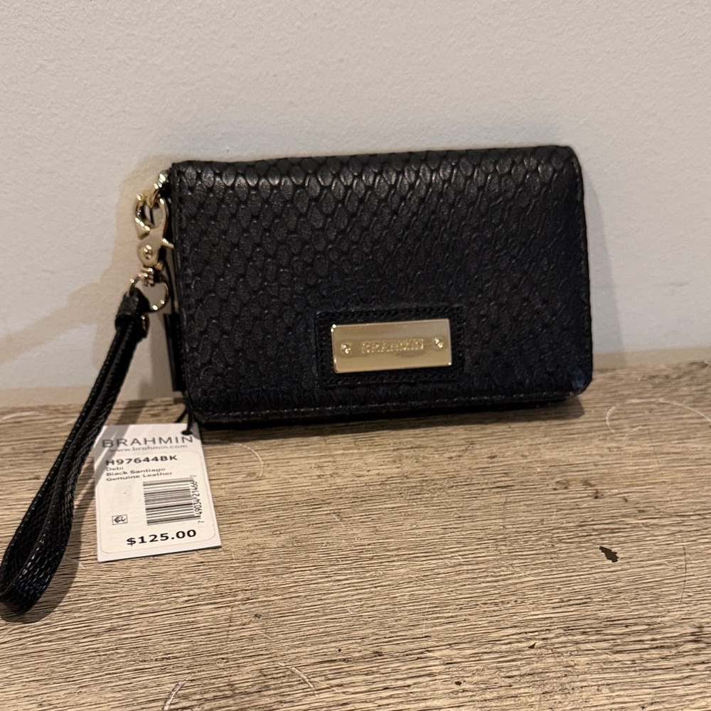 Brahmin Black Embossed Wristlet